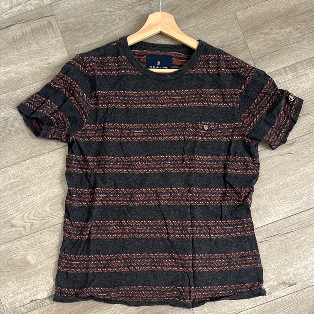 Black and Red Short Sleeve Tee with Stripes